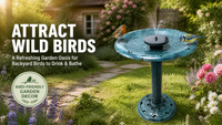 Fontaine solaire pour bain d'oiseaux, bol sur piédestal en verdigris, bassin en feuille de lotus, résine plastique durable PP, pour jardin extérieur