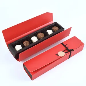 Spot Rood Zwart Eenvoudige Rechthoekige Kartonnen Chocolade High-End Carton Groothandel Single Grid Strip Snoep Doos
