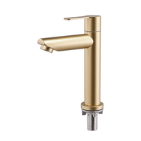 Robinet de lavabo commercial à levier de levage à arc élevé et simple en acier inoxydable doré brossé personnalisé en gros