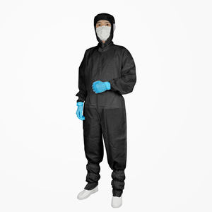 <span class=keywords><strong>ESD</strong></span>ストライプスタイル帯電防止黒色軽量クリーンルームカバーオール（耳ネット付き、電子工場向け） - Product Image 4