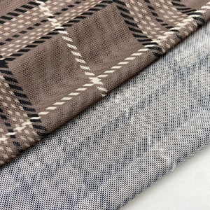 Tissu <span class=keywords><strong>En</strong></span> Maille 91% Polyester 9% Spandex đan tùy chỉnh kiểm tra kẻ sọc in kỹ thuật số điện lưới lưới vải - Product Image 3