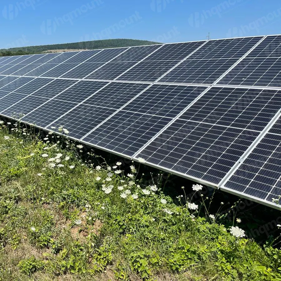Sistema de montagem fotovoltaica em terra de alumínio, painéis solares, suporte de instalação, sistema de montagem em terra de painel solar