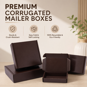Boîte d'expédition en carton ondulé brun mat EmberBow, emballage pliable pour envoi postal, boîte cadeau, vente en gros OEM - Product Image 1