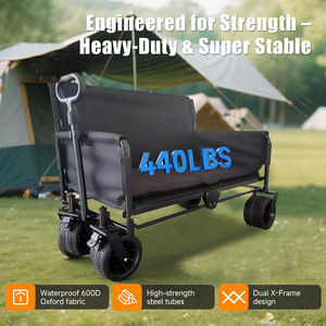 Carrello di nuovo stile Camp pieghevole grande capacità all'aperto carrello a mano da giardino campeggio traino carretto - Product Image 3