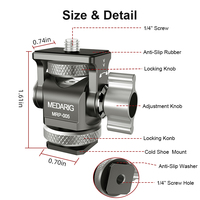 Support de moniteur de caméra en alliage d'aluminium Medarig avec griffe porte-accessoire, vis 1/4, rotation 360°, inclinaison 180° pour moniteurs de terrain 5-7 pouces Atomos Ninja V