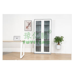 חם מכירה משרד ספריית ספר מידע קובץ ארון פלדה ארון בגדים 2 זכוכית נדנדה דלת זכוכית ארון - Product Image 6