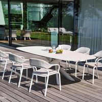 Ensemble table et chaises d'extérieur JOYEDA style nordique, en bois massif, résistant aux UV, en rotin PE, antirouille, durable, imperméable, confortable, pour hôtel