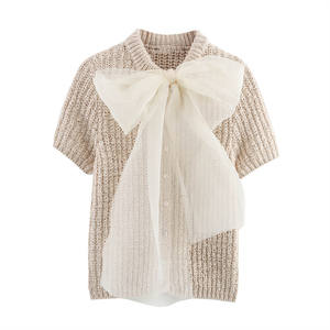 KAR & OT ZA 2025 verano <span class=keywords><strong>Mujer</strong></span> dulce <span class=keywords><strong>transparente</strong></span> tul arco Chaqueta de punto Top 2756009 - Product Image 1