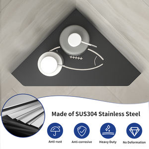 Estante de <span class=keywords><strong>ducha</strong></span> de esquina negro mate de 10 pulgadas, <span class=keywords><strong>sin</strong></span> necesidad de perforar, recortes de <span class=keywords><strong>acero</strong></span> <span class=keywords><strong>inoxidable</strong></span>, aplicación de baño, Envío Gratis - Product Image 2