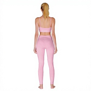 Ensemble de vêtements de sport de yoga taille haute personnalisé pour femmes, en Spandex/Nylon, sans couture, séchage rapide, soutien élevé, avec leggings et soutien-gorge dos nageur - Product Image 6