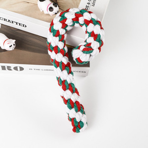 Juguete de Navidad para mascotas, de cuerda de algodón, tamaño mediano, para limpieza de dientes, juguete masticable para perros - Product Image 2