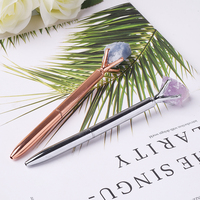 Stylo bille en cristal naturel en gros, stylo en pierre brute de quartz, logo personnalisé, stylo en métal or rose et argent pour cadeau ou bureau