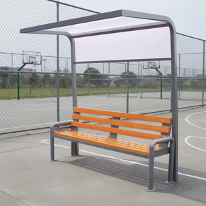 Panchina Professionale da Esterno con Tettoia Parasole Effetto Legno per Parchi Giochi, Campi Sportivi, Aree Commerciali e Parchi Comunitari - Product Image 1