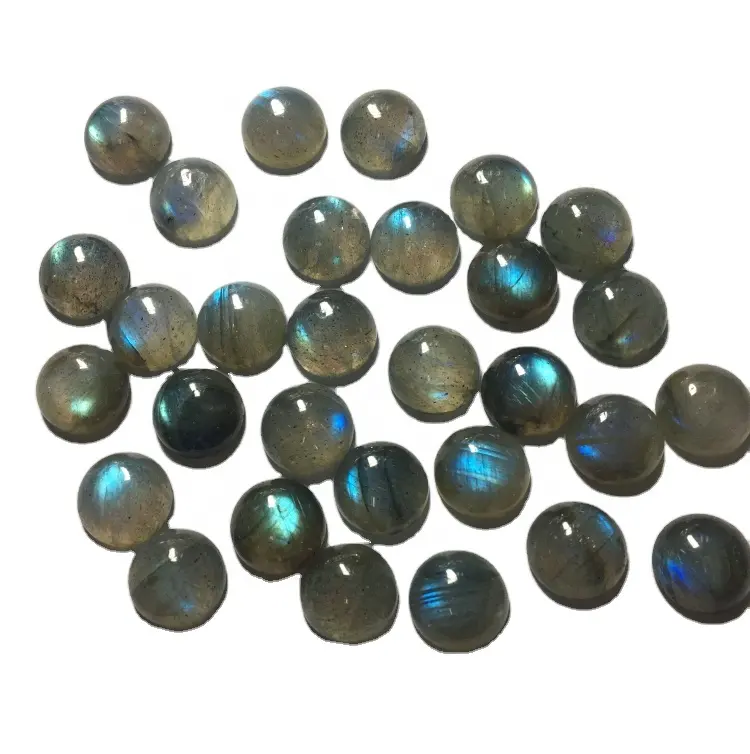 Factory Wholesale Genuine Natural Flat Back Round Cabochon 8mm AAA Blue Labradorite Stone
