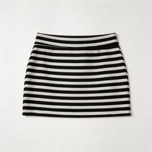 Conjunto de Dos Piezas para Mujer, Top de Manga Larga a Rayas Blancas y Negras, <span class=keywords><strong>Falda</strong></span> Midi, Estilo Casual para Salir de Fiesta, Suave y Elástico, <span class=keywords><strong>con</strong></span> Logotipo Personalizado - Product Image 2
