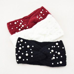 Bandeaux d'hiver pour femmes, bandeaux en perles, bandeaux chauffe-oreilles pour filles, bandeaux en tricot doux et élastiques - Product Image 2