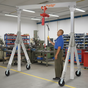 Mini-grue <span class=keywords><strong>portique</strong></span> mobile pliable en aluminium léger 0,5T 1T 2T, grue de levage motorisée portable réglable avec télécommande - Product Image 5