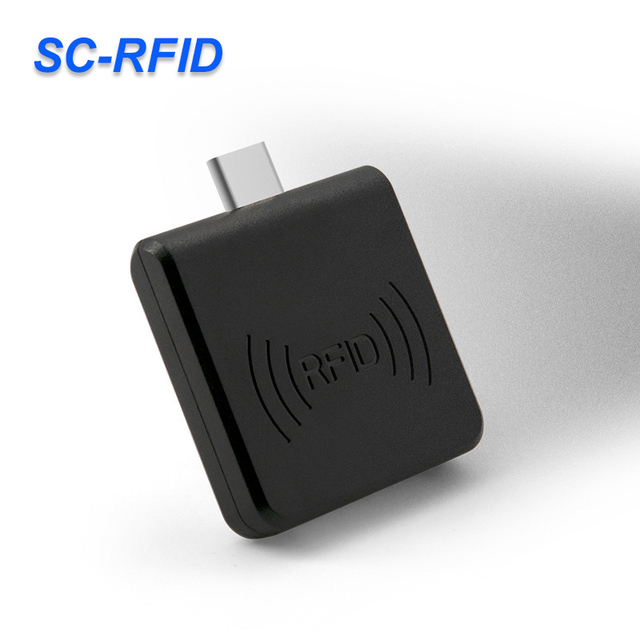 RFID 13.56MHz/125KHz Type-C High-Speed USB Mini Size ISO 14443A Protocol ABS Handheld Card Reader Smart Card Mobile Reader