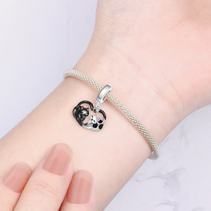 Colgante de gato en forma de corazón de dos tonos con epoxi, accesorio original de alta gama para pulseras DIY, venta al por mayor (accesorios para mujer) - Product Image 6