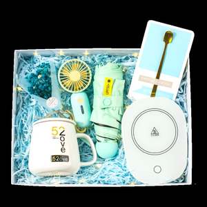 Set de Regalo para el Día de San Valentín para Novias o Mujeres: Ventilador Combinable, Mini Paraguas, Instrumento para Vértebras Cervicales, Taza Térmica y Ramo de Flores - Product Image 6