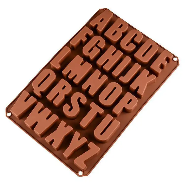 Nouveau bricolage réutilisable enfants outil de cuisson antiadhésif petit caractère silicone lettre moule pour chocolat