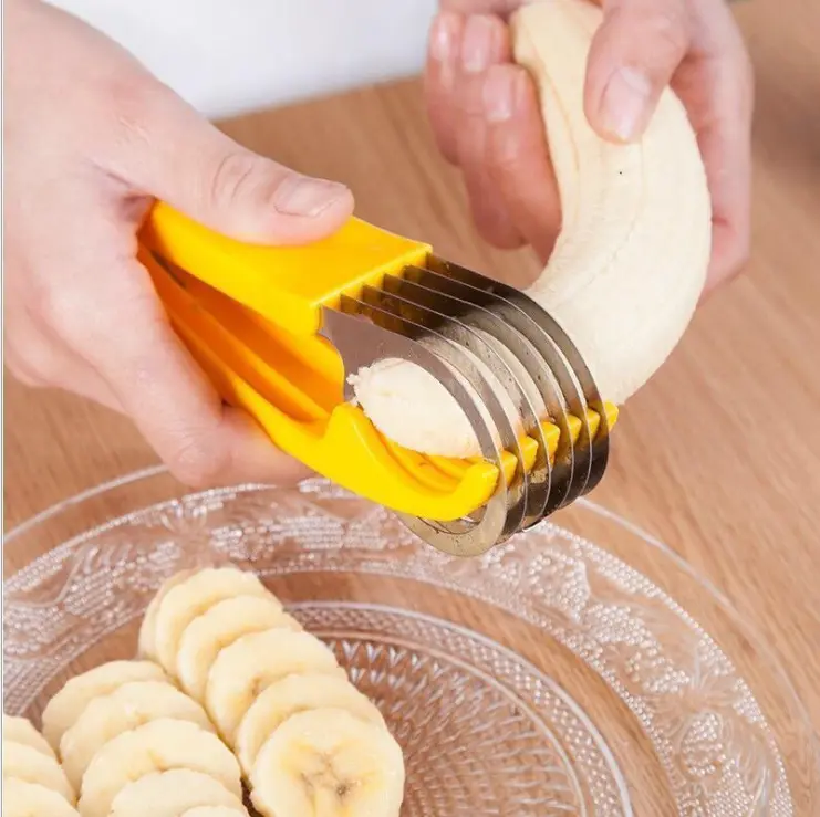 Multifunktion aler Edelstahl Gemüse Obst Safe Cutter Küchengeräte Bananen schneider in Lebensmittel qualität