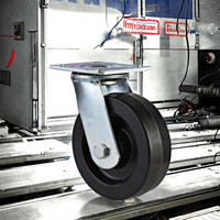 Roue pivotante à roulement à billes pour charges moyennes/lourdes, haute température, 46,8 pouces, bande de roulement plate noire, en fer, avec frein, capacité de charge 200-350 kg