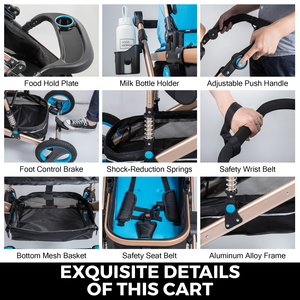 Cochecito de Bebé de Algodón <span class=keywords><strong>Convertible</strong></span> en Asiento de Coche, Carrito Plegable para Bebés, Cochecito Alto para Recién Nacidos - Product Image 6
