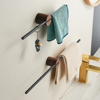 Étagère murale de salle de bain et porte-serviettes flottant HL Nordic Luxury en aluminium réglable, sans perçage