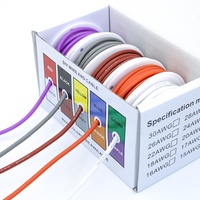 Cable Eléctrico de Cobre Estañado de Silicona de 0.5mm², Calibre 20AWG, 10 Colores, 5 Rollos *20AWG=50M, 6A 600V CA/3KV CC