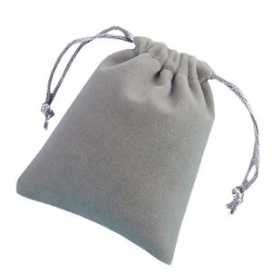 Customized Grey Recyclable Dust-proof Velvet <b>Pouch</b> for Jewelry with <b>Drawstring</b> Bag for Promotional Gifts - Product Image 1