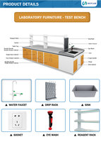 Meuble de comptoir de laboratoire d'école/clinique/chimie table de travail en résine époxy établi de laboratoire banc latéral en acier