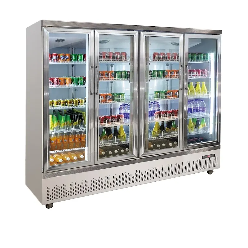 Commerciale 4 di vetro porta del frigorifero di vetro del display vetrina cabinet bevanda fredda frigorifero