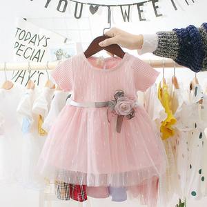 Vestidos de Niña Estilo Dulce Coreano, Vestidos Casuales de Moda con Encaje y Flores para Bebés y Niñas - Product Image 3