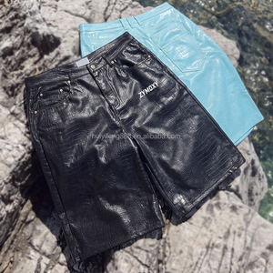 Fashion Design Crocodile Leather <b>Shorts</b> Clothing Manufacturer Custom Streetwear <b>Below</b> <b>Knee</b> <b>Length</b> Pu Leather <b>Shorts</b> For Men - Product Image 2