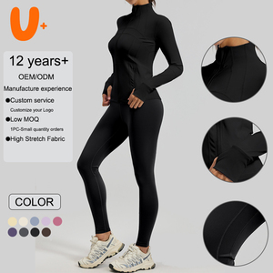 Oferta Especial de Fábrica: Conjunto de Yoga de 2 Piezas, Chaqueta con Cierre, Top de Yoga, Pantalones Levanta Glúteos, <span class=keywords><strong>Ropa</strong></span> Deportiva para Mujer, Transpirable y sin Costuras - Product Image 1