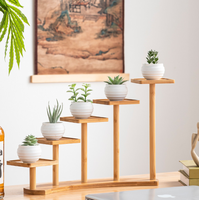 Étagères à fleurs en bambou pour rebords de fenêtre, baies vitrées et terrasses, supports de rangement pour plantes, mini-étagères de présentation pour plantes de bureau