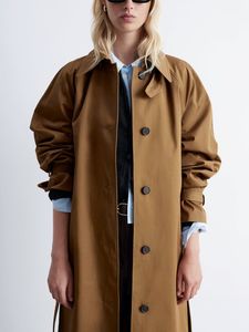 Best Selling Single Breasted Temperament <strong>Lady</strong> Long Trench <strong>Coat</strong> New Designed Turn-down Collar Belted <strong>Car</strong> <strong>Coat</strong> - Product Image 3