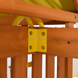 Columpio de madera familiar con casita de juegos, tobogán amarillo y rocas para escalar, juego de patio trasero para jardín - Product Image 2