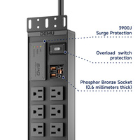 PDU rack 2U 19 pouces, 16 prises US 15A, protection contre les surtensions à 3 niveaux 3900J, charge USB 20W, multiprise pour centre de données, ETL FCC