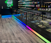 Vitrine de Comptoir 6FT en Verre Trempé avec Éclairage RGB en Option pour Magasins de Tabac et Commerces de Détail