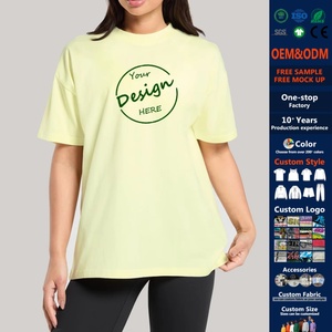 <span class=keywords><strong>Camisetas</strong></span> de Verano Personalizadas al por Mayor para Mujer, Estilo Urbano Básico, Hombro Caído, Algodón Anillado para Entrenamiento, Camiseta Oversize Holgada para Mujer - Product Image 1