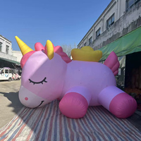 Caballo Inflable Personalizado BOYI de Año Nuevo, Unicornio Rosa de Dibujos Animados