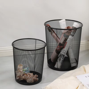 Lưới kim loại tròn Thùng rác có thể với bàn đạp chân cấu trúc hộ gia đình văn phòng làm sạch công cụ Rèn sắt nhà bếp Thùng rác nắp - Product Image 1