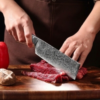Ensemble de couteaux de cuisine japonais tranchants avec manche en bois de santal noir, comprenant couteaux à pain, couteaux à éplucher, couteaux à désosser, hachettes de boucher et de chef, et couteaux de Damas
