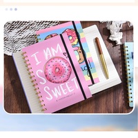Cuaderno de Papel con Espiral Creativo de Dibujos Animados, Juego de Papelería con Bolígrafo para Estudiantes, Material Escolar