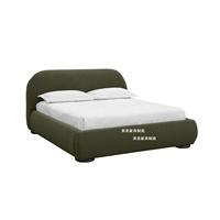 Lit plateforme rembourré en tissu bouclé rétro français, lit moderne taille King ou Queen pour chambre principale, hôtel, salle d'exposition, mobilier de maison