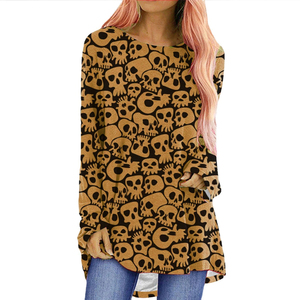 <strong>Women's</strong> Custom O-Neck Long Sleeved Casual Oversize Shirts Hot Sale Pumpkin Ghost Printed <strong>Top</strong> Tee <strong>Halloween</strong> Style - Product Image 4