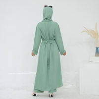 Yibaoli Fabricant 5 Couleurs Jazz Crêpe Musulman Dubaï Turquie Style Femmes Modeste Abaya 2 Pièces Pantalon Ensemble pour Femmes