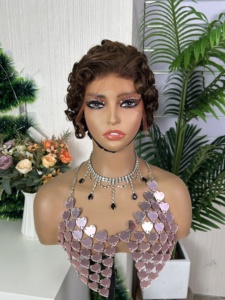 HD Frontal 13*4 Curly Hair <b>Wig</b> Pixe Cut - Product Image 1